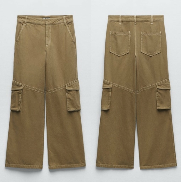 Zara | NWOT High-waist Full-length Cargo Pants - Picture 11 of 12